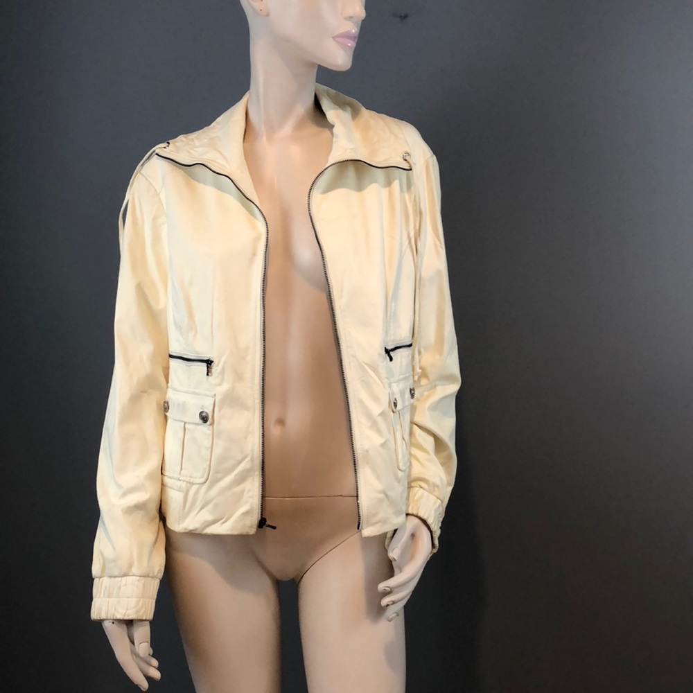 NWOT St John Cream Leather Jacket Sz 12 Orig $1450